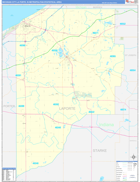 Michigan City-La Porte Metro Area Wall Map